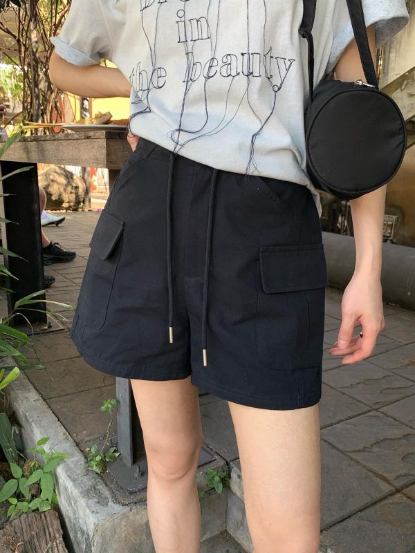 夏季高腰抽繩工裝休閒褲-4色 夏季高腰抽繩工裝休閒褲-4色