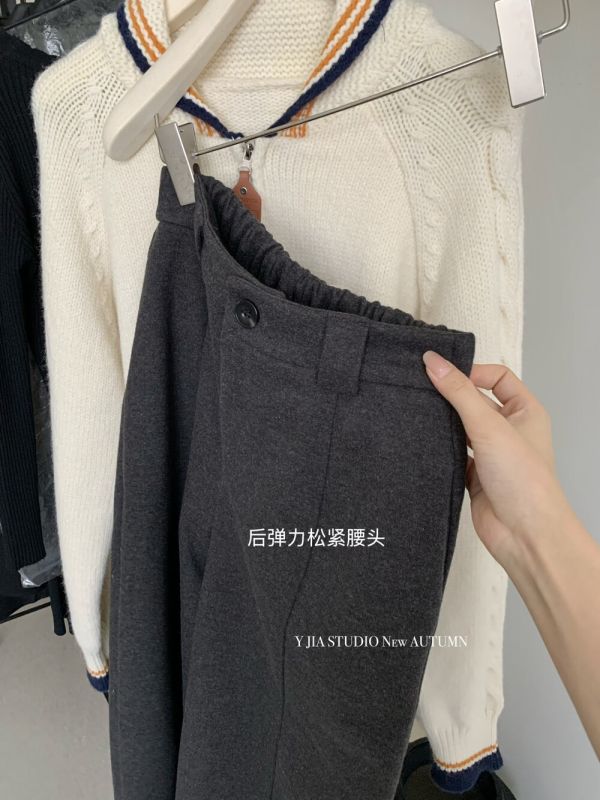 百搭鬆弛感高腰顯瘦九分褲毛呢褲 百搭鬆弛感高腰顯瘦九分褲毛呢褲