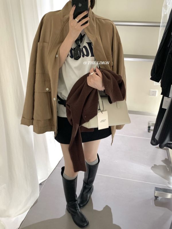 慵懶不費力 洗水綿立領夾克外套-2色 復古工裝單排扣立領夾克外套-2色