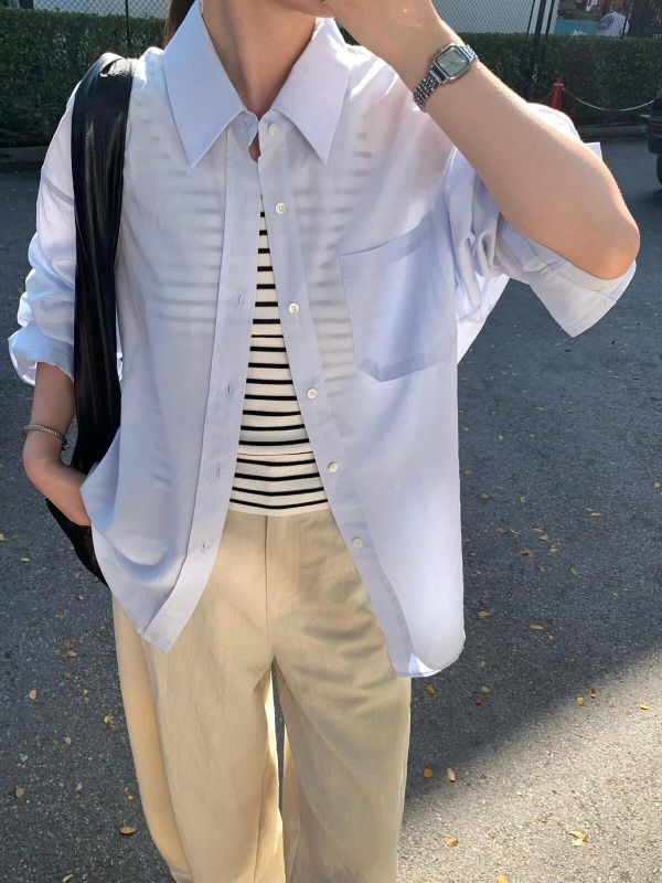 韓系簡約多巴胺基礎寬鬆襯衫上衣-10色 韓系簡約多巴胺基礎寬鬆襯衫上衣-10色