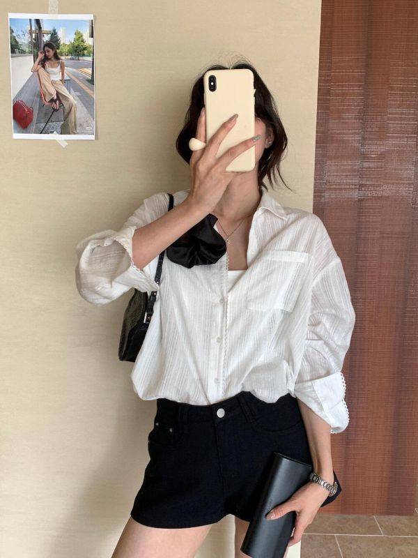 氣質肌理感慵懶風隨性寬鬆襯衫 氣質肌理感慵懶風隨性寬鬆襯衫