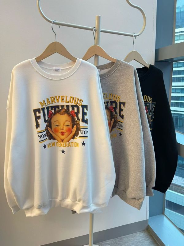 Korea 復古女孩印花休閒T恤-3色 Korea 復古女孩印花休閒T恤-3色