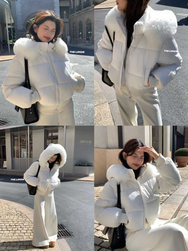 選色障礙 大毛領保暖短款鋪棉外套-4色 選色障礙 大毛領保暖短款鋪棉外套-4色