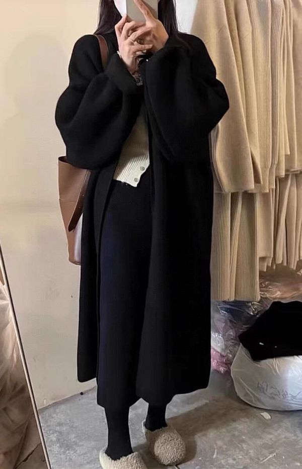 簡約風柔軟百搭寬鬆顯瘦長版針織開衫-4色 簡約風柔軟百搭寬鬆顯瘦長版針織開衫-4色