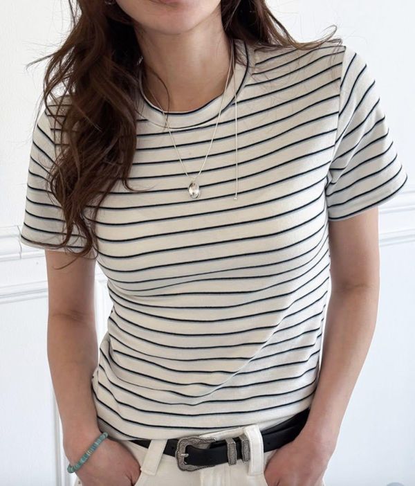 Korea 簡約條紋彈性上衣-3色 Korea 簡約條紋彈性上衣-3色