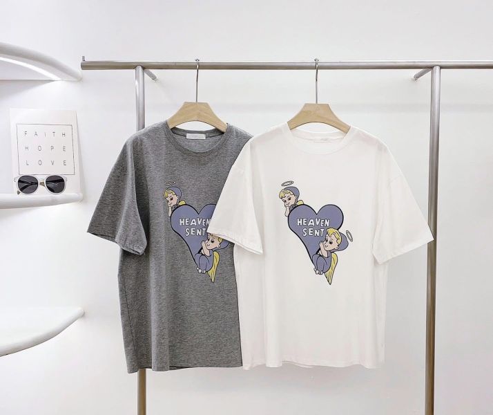 愛心天使撞色寬鬆tee-2色 愛心天使撞色寬鬆tee-2色