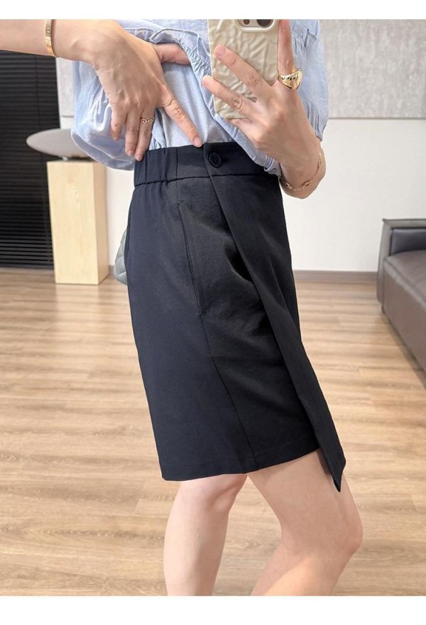 抗皺微彈遮肚 設計感交疊A字裙褲-3色 抗皺微彈遮肚 設計感交疊A字裙褲-3色