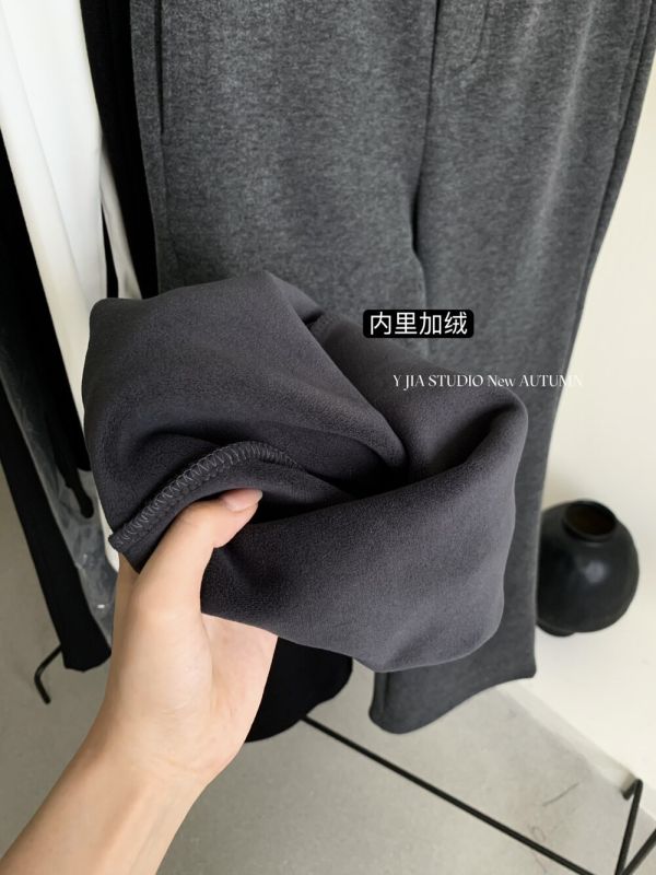 簡約加絨顯瘦大長腿微喇叭休閒褲-2色 簡約加絨顯瘦大長腿微喇叭休閒褲-2色