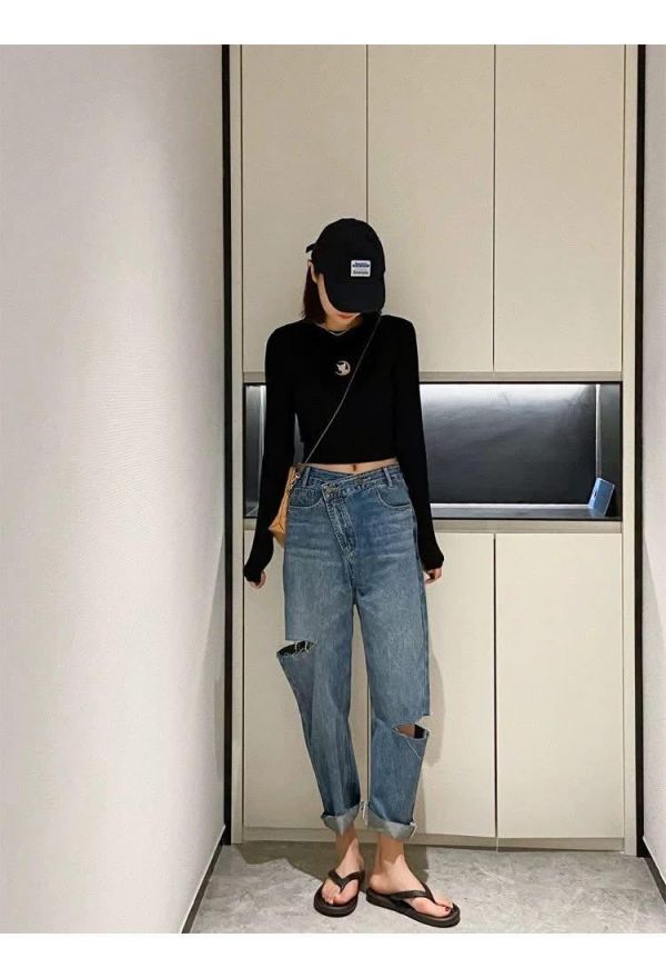 造型雙扣割破男友褲 造型雙扣割破男友褲