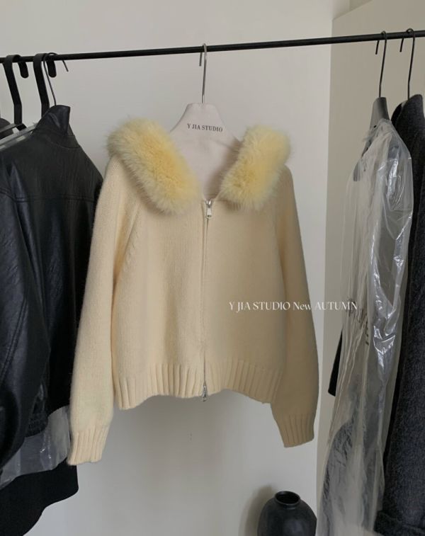 毛毛領可拆 多穿保暖連帽針織-5色 毛毛領可拆 多穿保暖連帽針織-5色