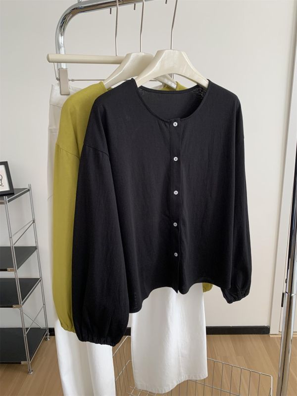 夏季顯白芥綠黃鬆弛感雪花棉防曬開衫-2色 夏季顯白芥綠黃鬆弛感雪花棉防曬開衫-2色