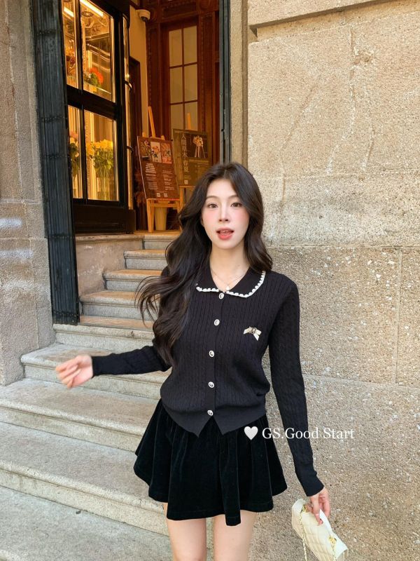 法式復古氣質麻花針織衫（配別針）-3色 法式復古氣質麻花針織衫（配別針）-3色