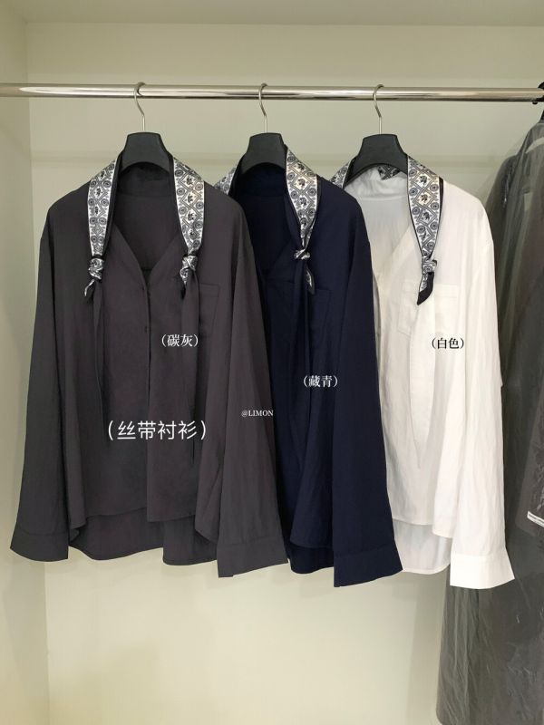 法式浪漫高級感氣質飄帶長袖襯衫（配絲巾）-3色 法式浪漫高級感氣質飄帶長袖襯衫（配絲巾）-3色