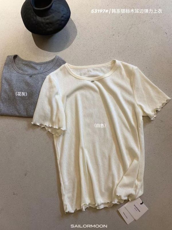 簡約百搭木耳邊針織薄款上衣-3色 簡約百搭木耳邊針織上衣-3色