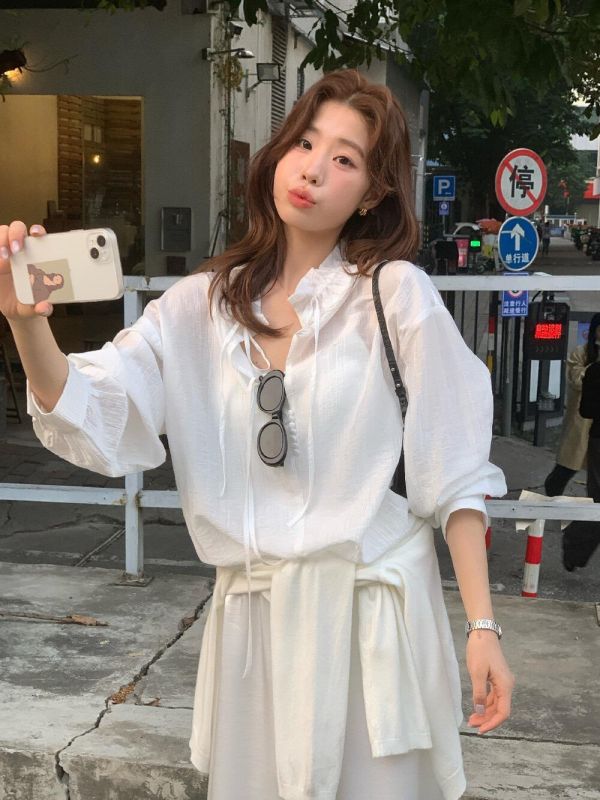 氛圍感繫帶氣質肌理感小衫-3色 氛圍感繫帶氣質肌理感小衫-3色