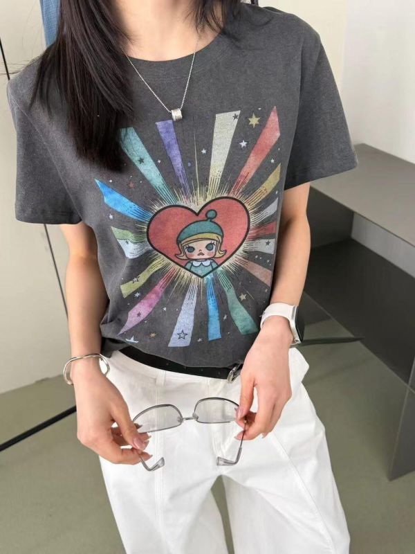 彩虹茉莉造型印花T恤-2色 彩虹茉莉造型印花T恤-2色