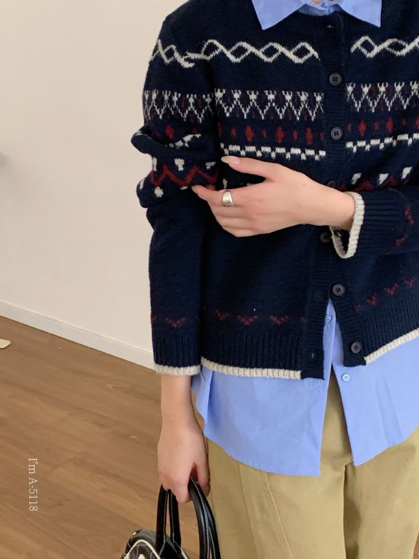 氣質文藝費爾島針織開衫-3色 氣質文藝費爾島針織開衫-3色