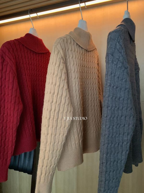 韓系溫柔風寬鬆麻花氣質毛衣開衫-3色 韓系溫柔風寬鬆麻花氣質毛衣開衫-3色