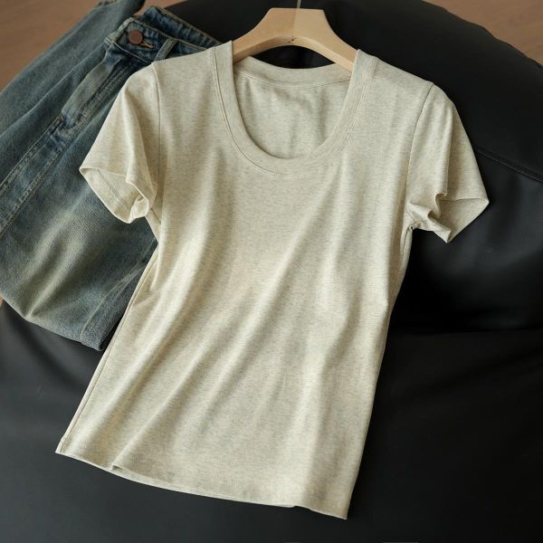 U型棉質修身純色上衣-4色 U型棉質修身純色上衣-4色