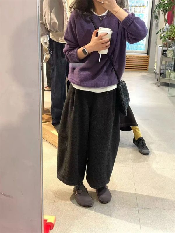 無縫一體純色羊毛保暖針織上衣-2色 無縫一體純色羊毛保暖針織上衣-2色