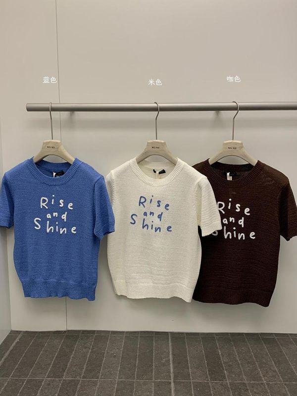 韓系撞色字母刺繡針織上衣-2色 韓系撞色字母刺繡針織上衣-2色