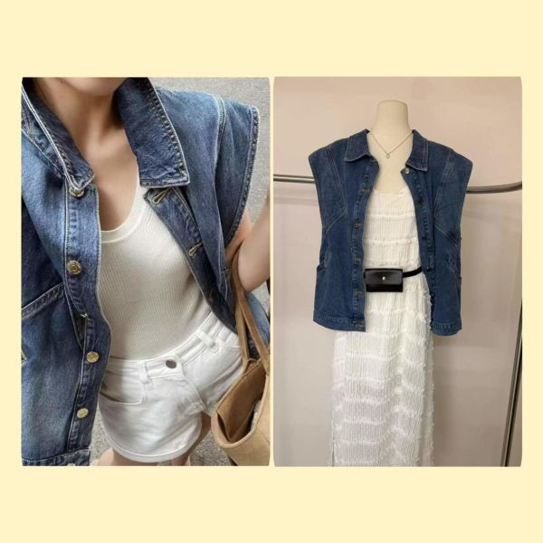 Korea 法式率性剪裁牛仔背心 Korea 法式率性剪裁牛仔背心