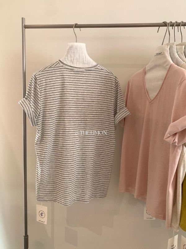 輕薄好穿 V領寬鬆亞麻捲邊袖T-11色 輕薄好穿 V領寬鬆亞麻捲邊袖T-11色