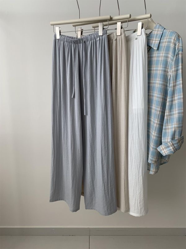 慵懶寬鬆棉麻輕薄透氣直筒涼涼褲-4色 慵懶寬鬆棉麻輕薄透氣直筒涼涼褲-4色