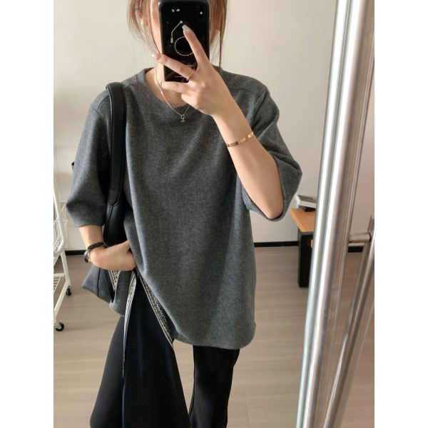 鬆弛慵懶感寬鬆五分袖顯瘦大版T 鬆弛慵懶感寬鬆五分袖顯瘦大版T