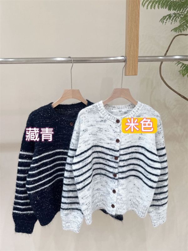 復古羊駝條紋含羊毛開衫外套-2色 復古羊駝條紋含羊毛開衫外套-2色