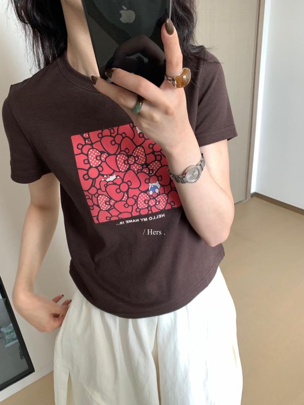 韓系簡約貓咪印花正肩圓領T-3色 韓系簡約貓咪印花正肩圓領T-3色