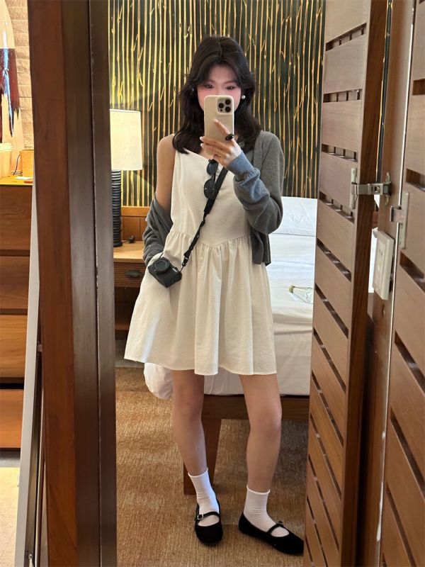 法式淑女吊帶連身裙初戀白 法式淑女吊帶連身裙初戀白