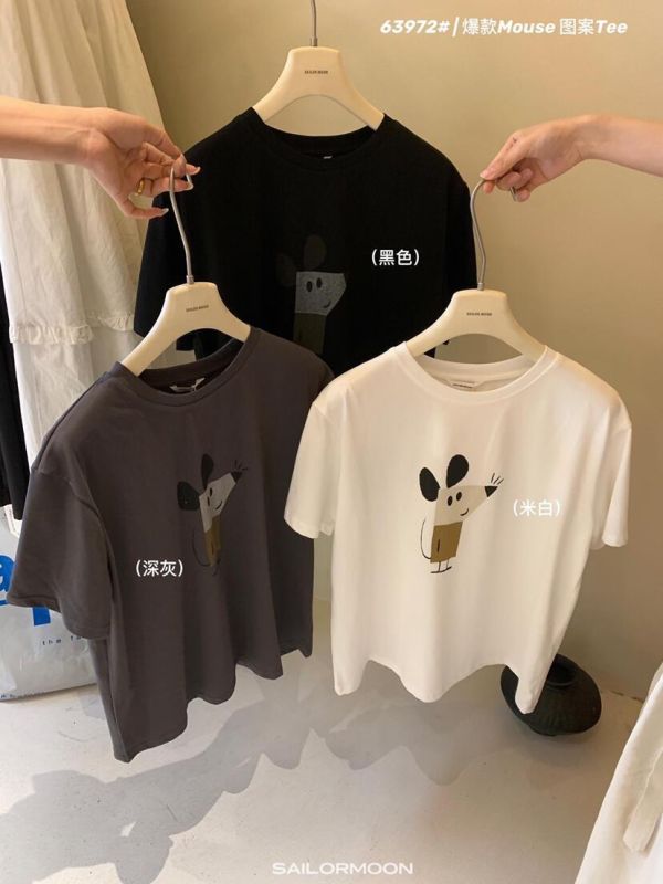 韓系卡通老鼠印花休閒短T-3色 韓系卡通老鼠印花休閒短T-3色