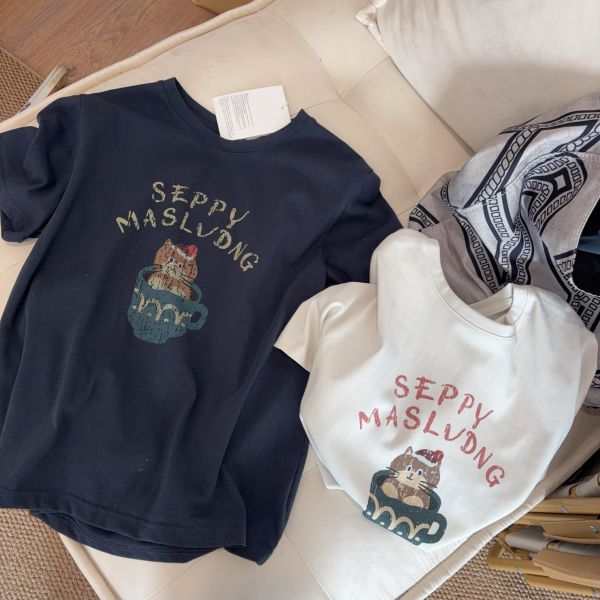 茶杯貓咪卡通印花T恤-2色 茶杯貓咪卡通印花T恤-2色