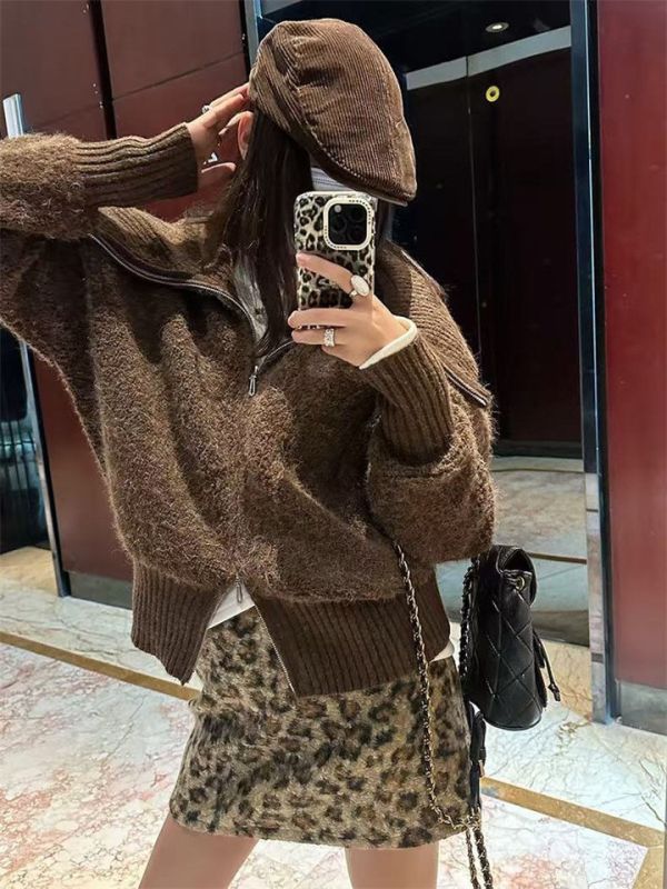 翻領雙拉鏈寬鬆顯瘦好比例上衣外套-3色 翻領雙拉鏈寬鬆顯瘦好比例上衣外套-3色