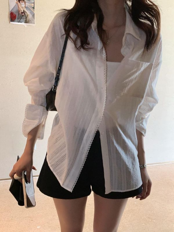 氣質肌理感慵懶風隨性寬鬆襯衫 氣質肌理感慵懶風隨性寬鬆襯衫