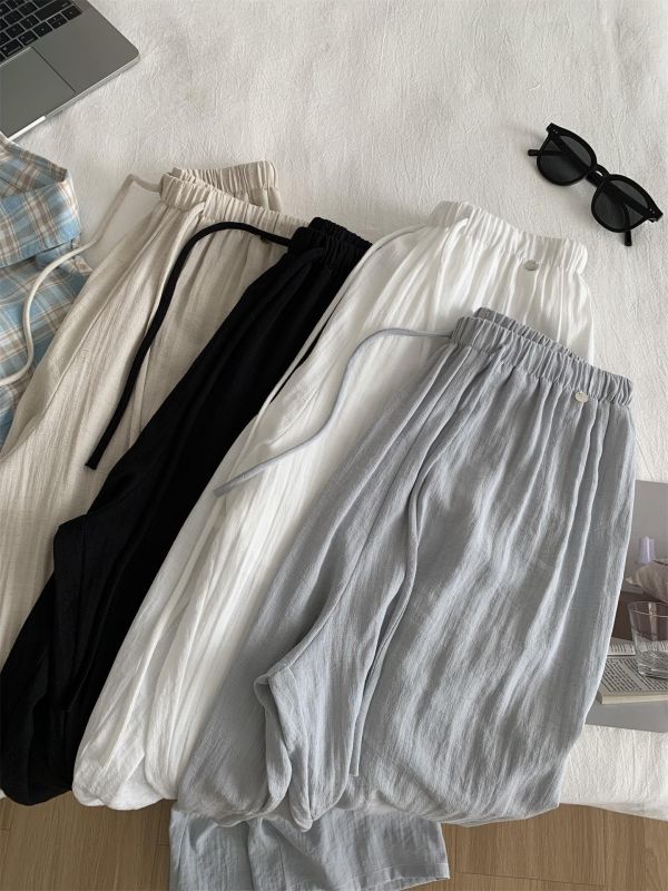 慵懶寬鬆棉麻輕薄透氣直筒涼涼褲-4色 慵懶寬鬆棉麻輕薄透氣直筒涼涼褲-4色
