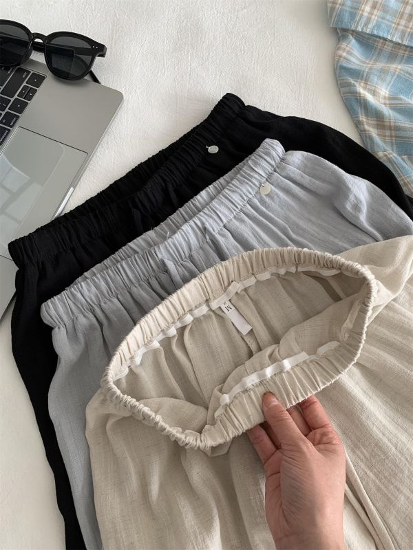 慵懶寬鬆棉麻輕薄透氣直筒涼涼褲-4色 慵懶寬鬆棉麻輕薄透氣直筒涼涼褲-4色