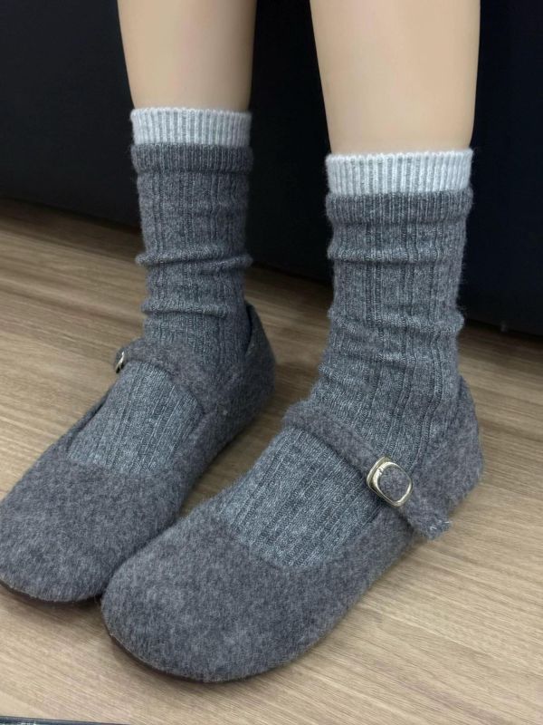 深灰色系～冬日氛圍加厚羊毛襪4色一組 深灰色系～冬日氛圍加厚羊毛襪4色一組