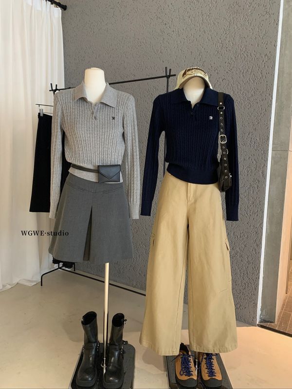 韓系簡約刺繡麻花百搭短款氣質上衣-4色 韓系簡約刺繡麻花百搭短款氣質上衣-4色