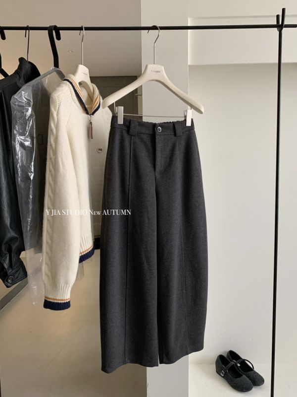 百搭鬆弛感高腰顯瘦九分褲毛呢褲 百搭鬆弛感高腰顯瘦九分褲毛呢褲