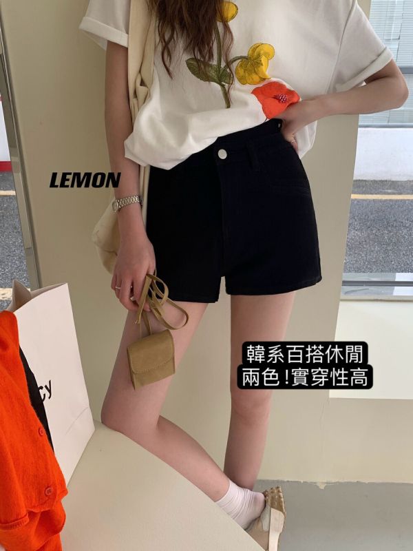 韓系百搭休閒褲高腰A版純色短褲-2色 韓系百搭休閒褲高腰A版純色短褲-2色