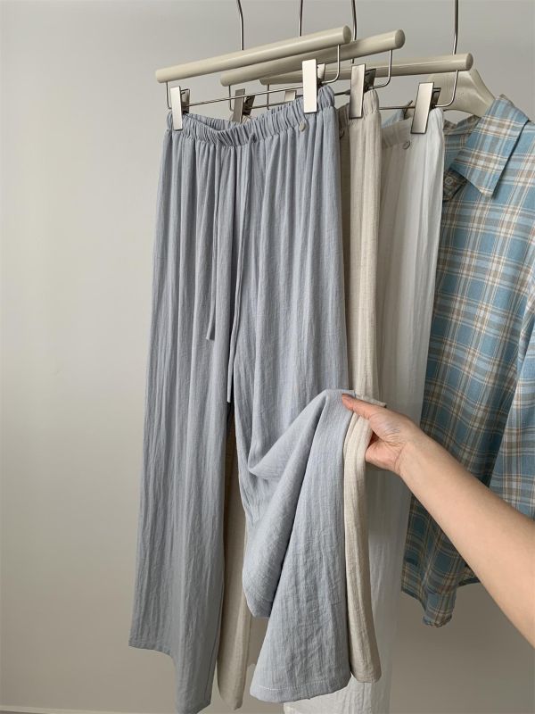 慵懶寬鬆棉麻輕薄透氣直筒涼涼褲-4色 慵懶寬鬆棉麻輕薄透氣直筒涼涼褲-4色