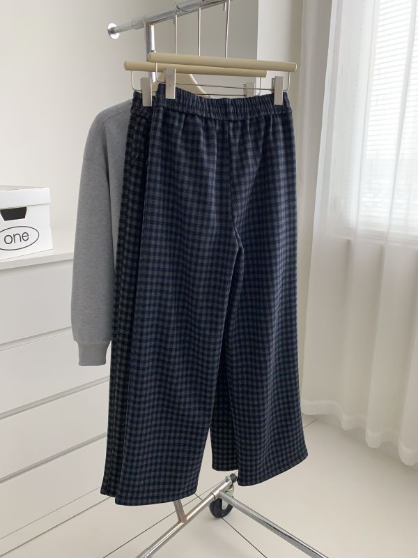 加厚加絨格子直筒保暖休閒褲-2色 加厚加絨格子直筒保暖休閒褲-2色