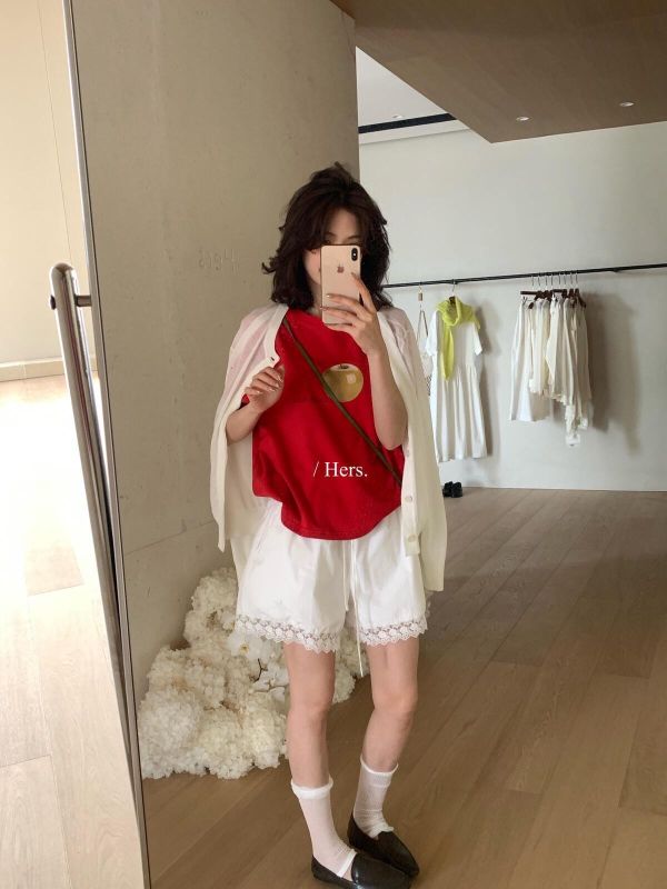 韓系蘋果圖案印花質感T恤-3色 韓系蘋果圖案印花質感T恤-3色