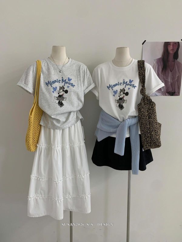 百搭可愛卡通質感印花T恤-2色 百搭可愛卡通質感印花T恤-2色