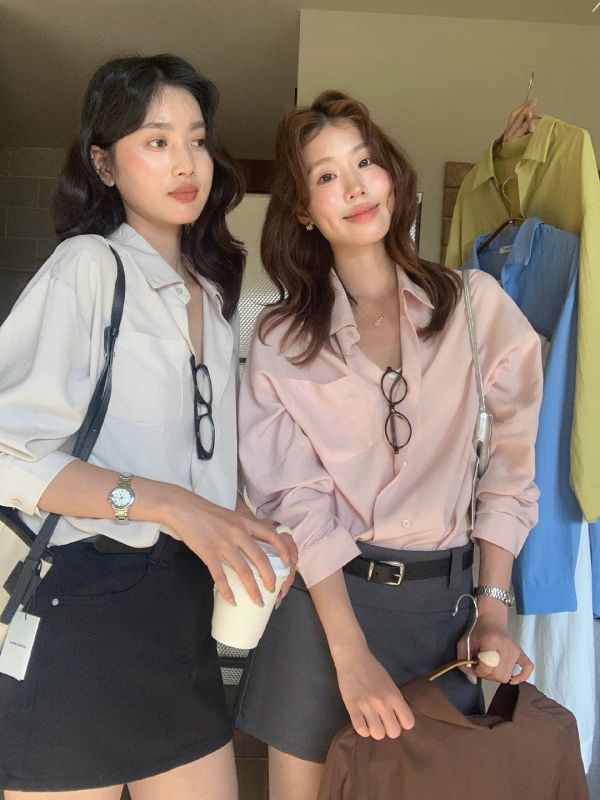 鬆弛感寬鬆翻領百搭襯衫-6色 鬆弛感寬鬆翻領百搭襯衫-6色