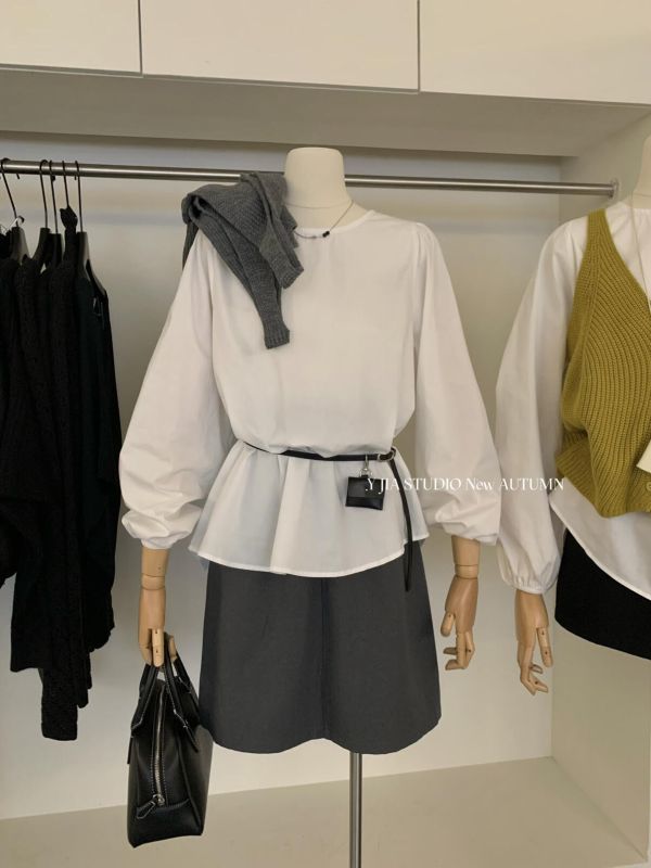 韓系寬鬆顯瘦襯衫+V領針織馬甲背心-4色 韓系寬鬆顯瘦襯衫+V領針織馬甲背心-4色