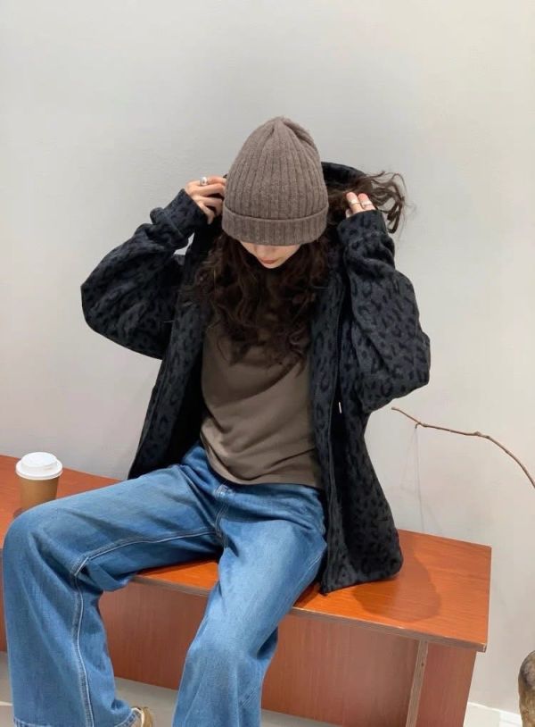 質感連帽寬鬆豹紋外套 質感連帽寬鬆豹紋外套