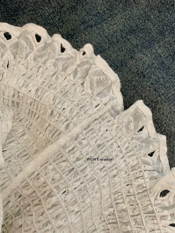 復古方領束腰鏤空短款上衣 復古方領束腰鏤空短款上衣